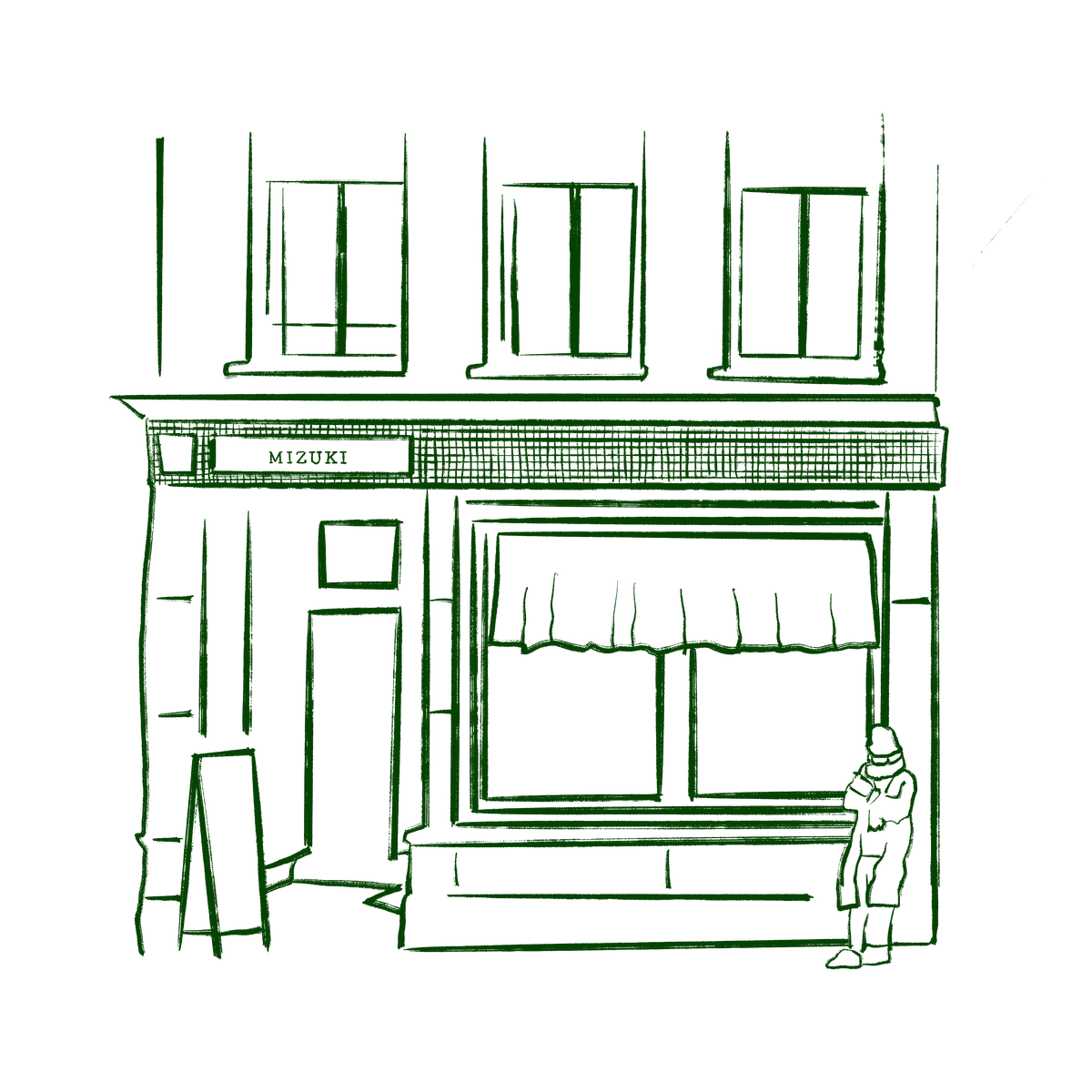 Mizuki Amsterdam storefront illustration